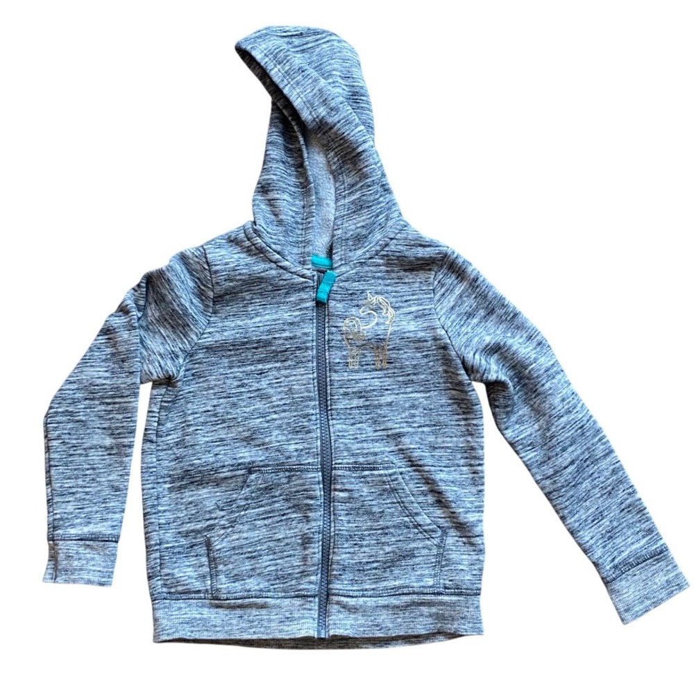 Cat & Jack Toddler Kids Gray Space Dye Full Zip Hoodie‎ 5T Unicorn Gold Foil